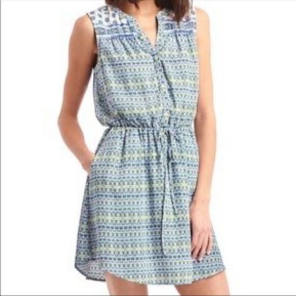 GAP Womens Small Sleeveless Blue Floral Shirtdress - Picture 1 of 8